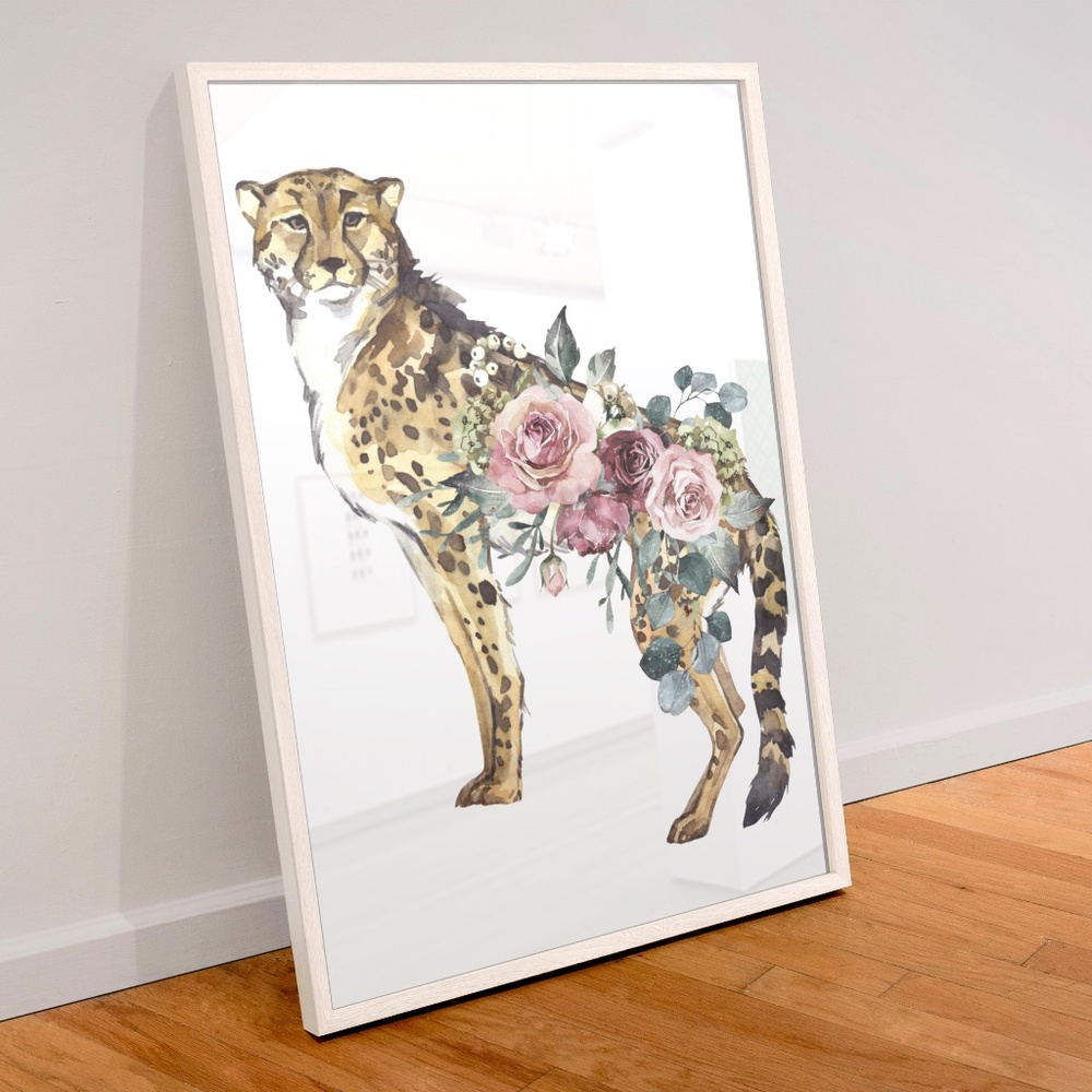Watercolor Cheetah Illustration Wall Art Poster Print UNFRAMED - Picture 5 of 17